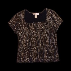 Dress Barn Black and Gold Tee-shirt
